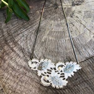A stunning golden lace pearls unique necklace